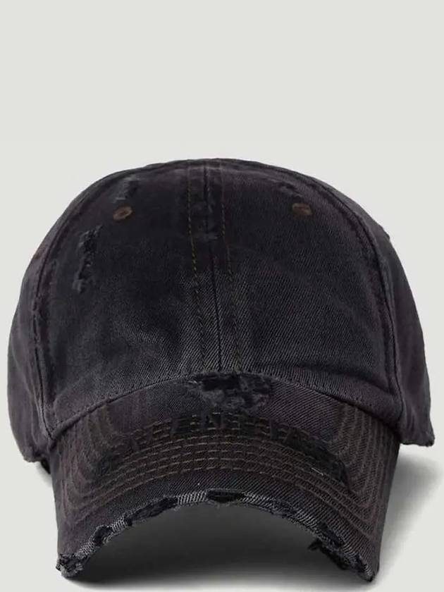 Luxury Balenciaga  Embroidered Logo Denim Ball Cap Dark Grey