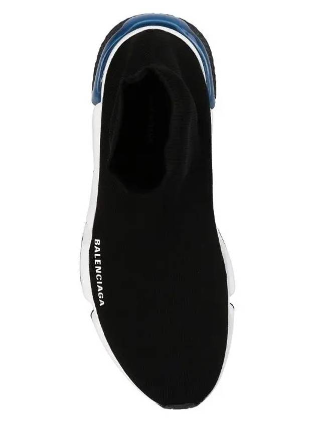 Luxury Balenciaga  Speed Trainer Clear Sole High Top Sneakers  Blue Black