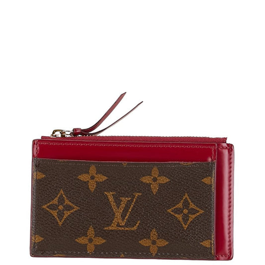 Louis Vuitton Monogram Portecourt Zip Coin Box Card Case M67889 Brown Wine Red PVC Leather  Louis Vuitton