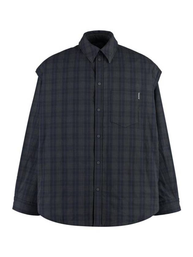 Luxury Balenciaga  Checked Pattern Long Sleeve Shirt Grey