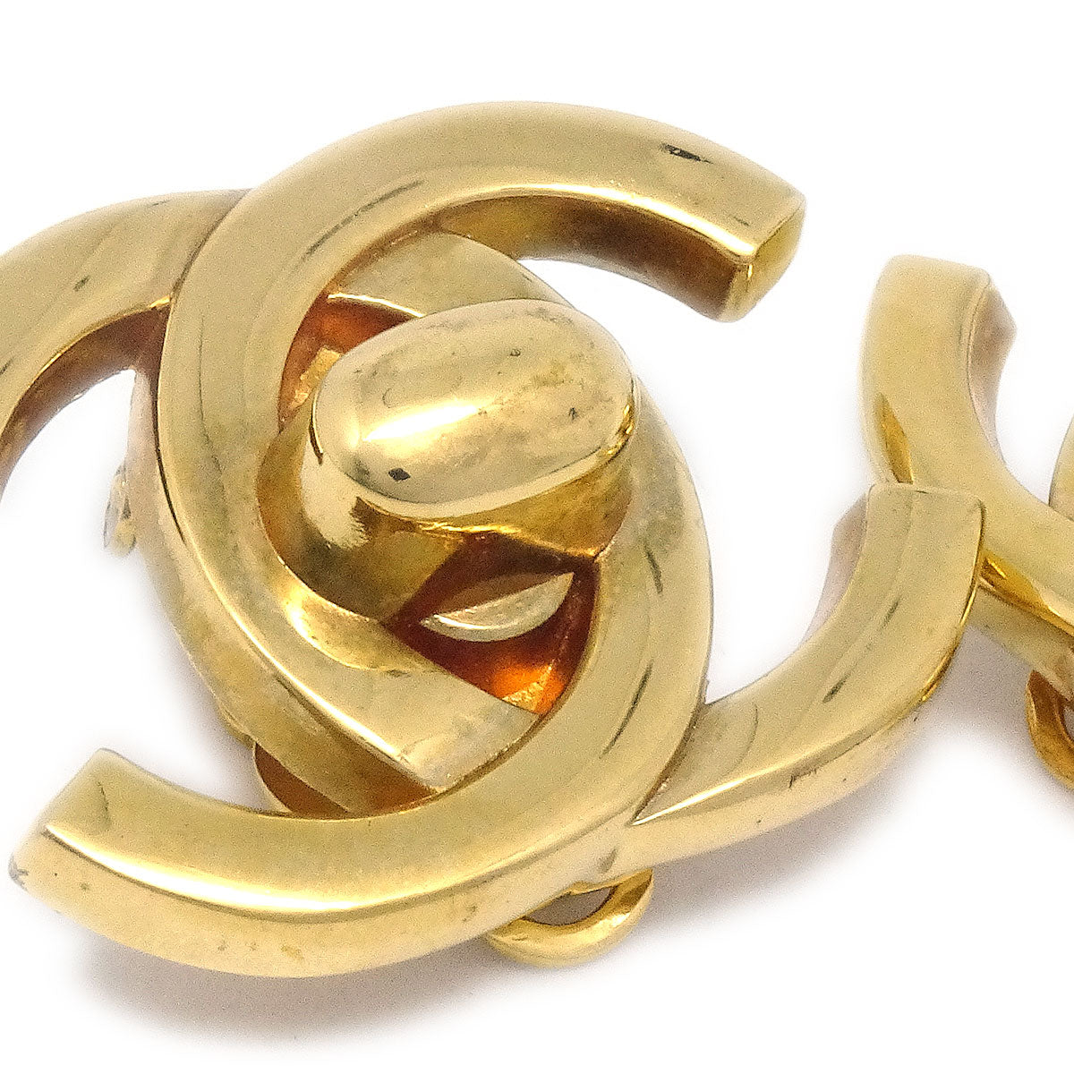 Chanel 1995 Crystal & Gold CC Turnlock Earrings Clip-On Large