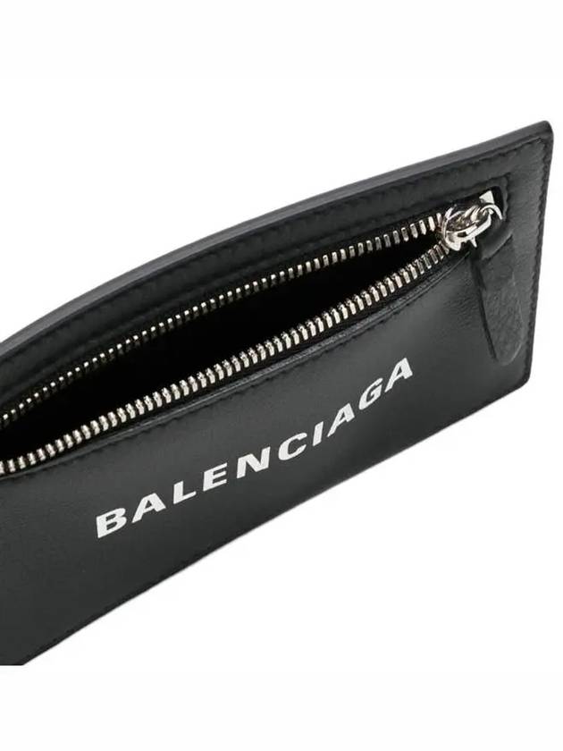 Luxury Balenciaga  Logo Leather Card Wallet Black