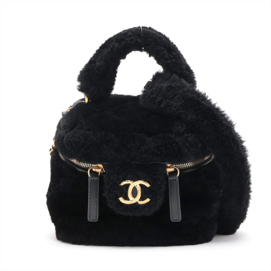 Chanel Coco Sealing 2WAY Shoulder Bag Vanity Black G  AS3357