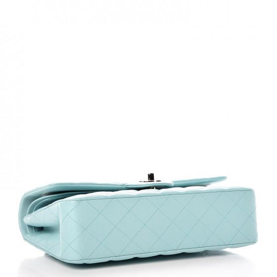 Chanel Medium Classic Handbag Pale Blue Gold-Tone Metal