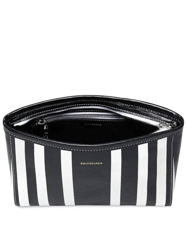 Luxury Balenciaga  Barbes Striped Zipper Clutch Bag Black