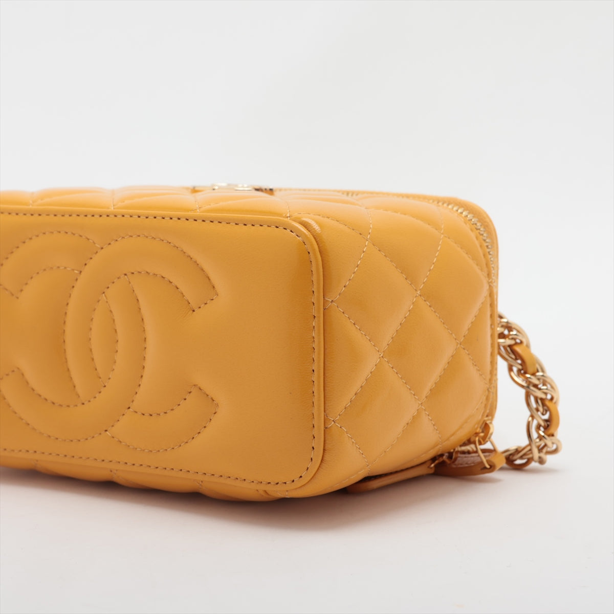 Chanel Lambskin  Chain Shoulder Bag Vanity Yellow G