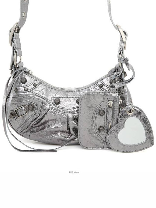 Luxury Balenciaga  Women s Le Cagol Xs Shoulder Bag Metallic Silver Cross 671309