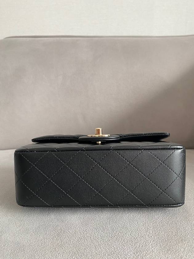 New Mini Top Handle Flap Bag Lambskin Black Gold Shamgol AS2431 Chanel
