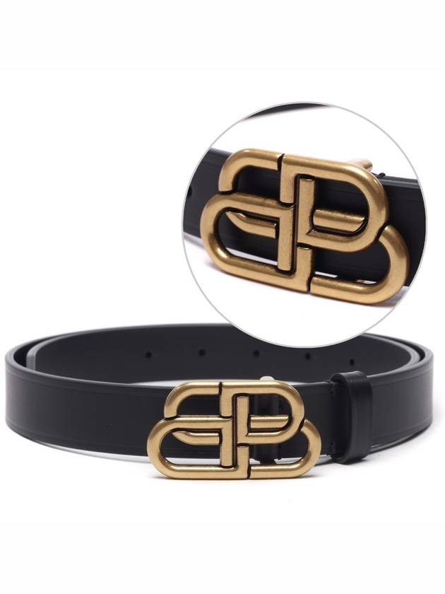 Luxury Balenciaga  BB Buckle Belt Black Gold