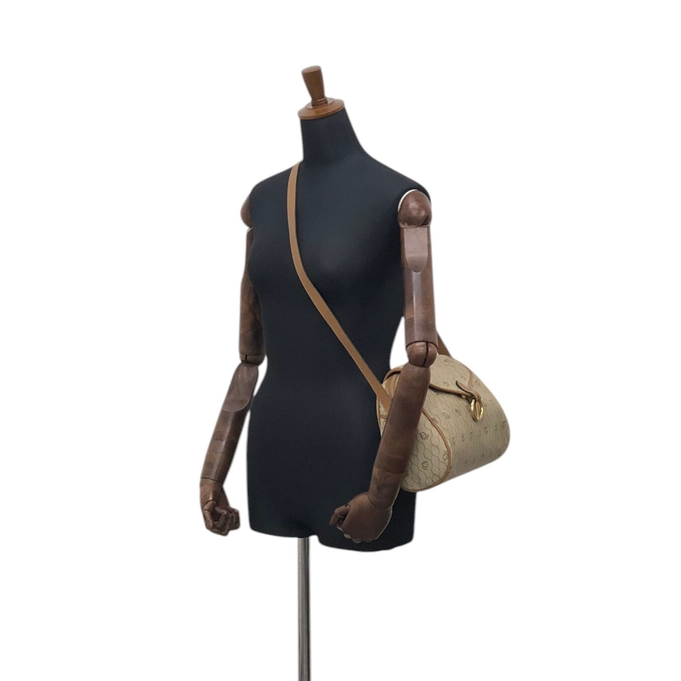 Christian Dior Honeycomb Pattern Shoulder bag Beige Vintage x5m4cu