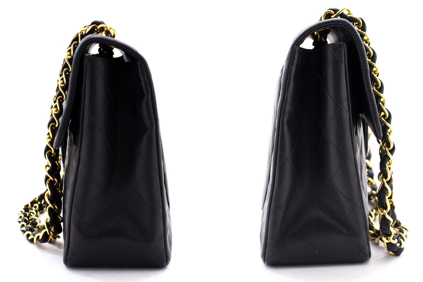 Top Quality Chanel Jumbo 13" Maxi 2.55 New Chain Shoulder Bag Black Lambskin