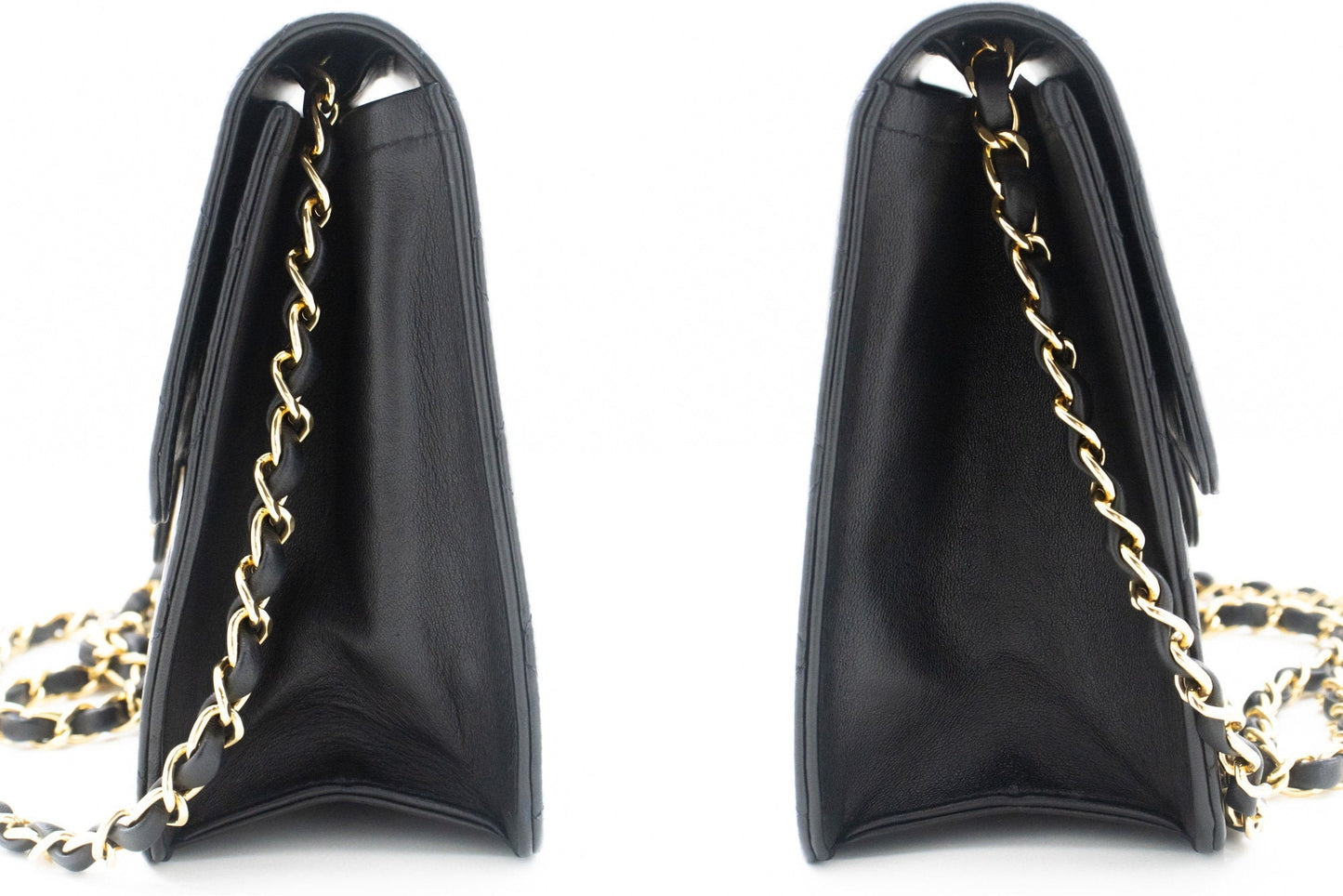 CHANEL Small Chain Shoulder Bag Clutch Black Quilted Flap Lambskin