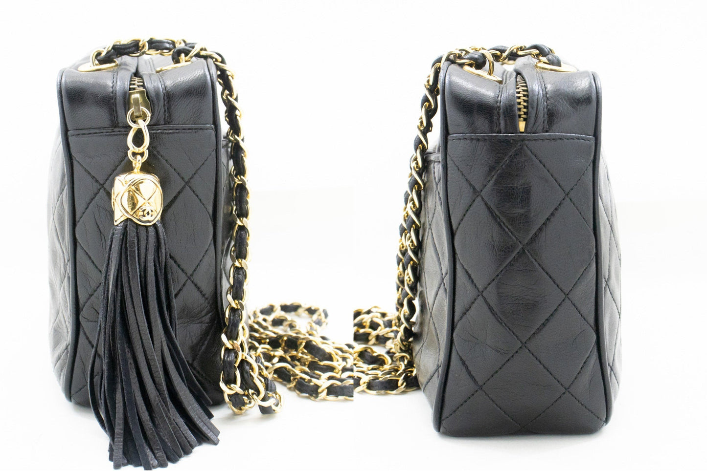 CHANEL Vintage Classic Chain Shoulder Bag Black Quilted Lambskin