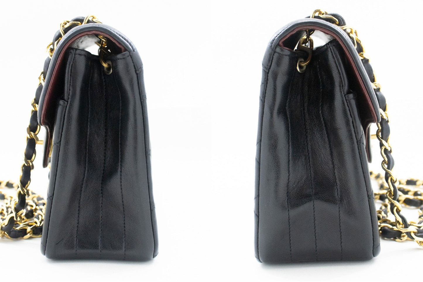 CHANEL Small Single Flap Chain Shoulder Bag Black Quilted Lambskin