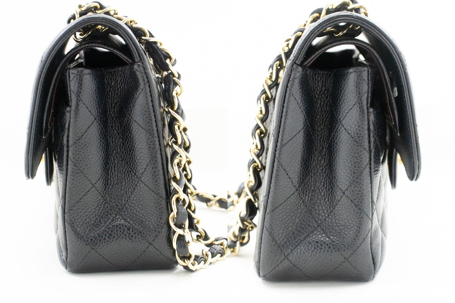 Top Quality Chanel Grained Calfskin Double New 9" Chain Shoulder Bag Black