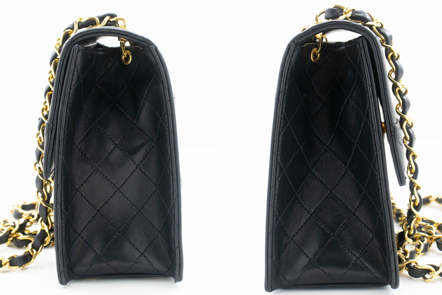 CHANEL Small Chain Shoulder Bag Black Quilted Single Flap Lambskin