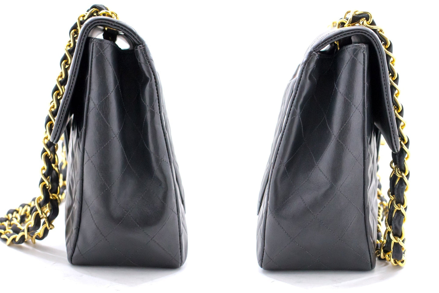 Top Quality Chanel Jumbo 13" Maxi 2.55 New Chain Shoulder Bag Black Lambskin