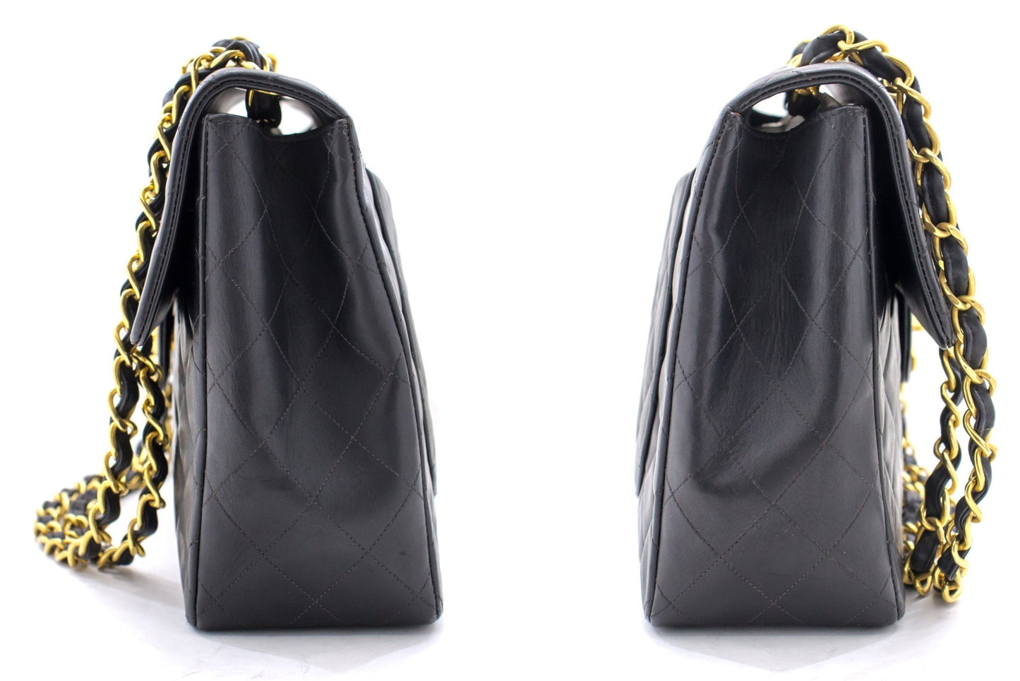 Top Quality Chanel Jumbo 13" 2.55 New Chain Shoulder Bag Black Lambskin Large