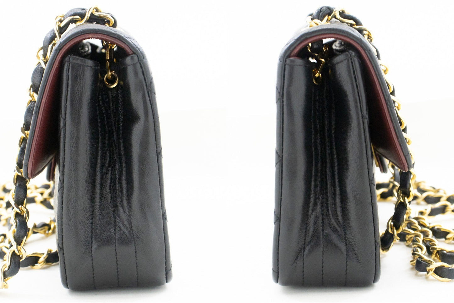 CHANEL Mini Small Chain Shoulder Bag Black Lambskin Quilted Flap
