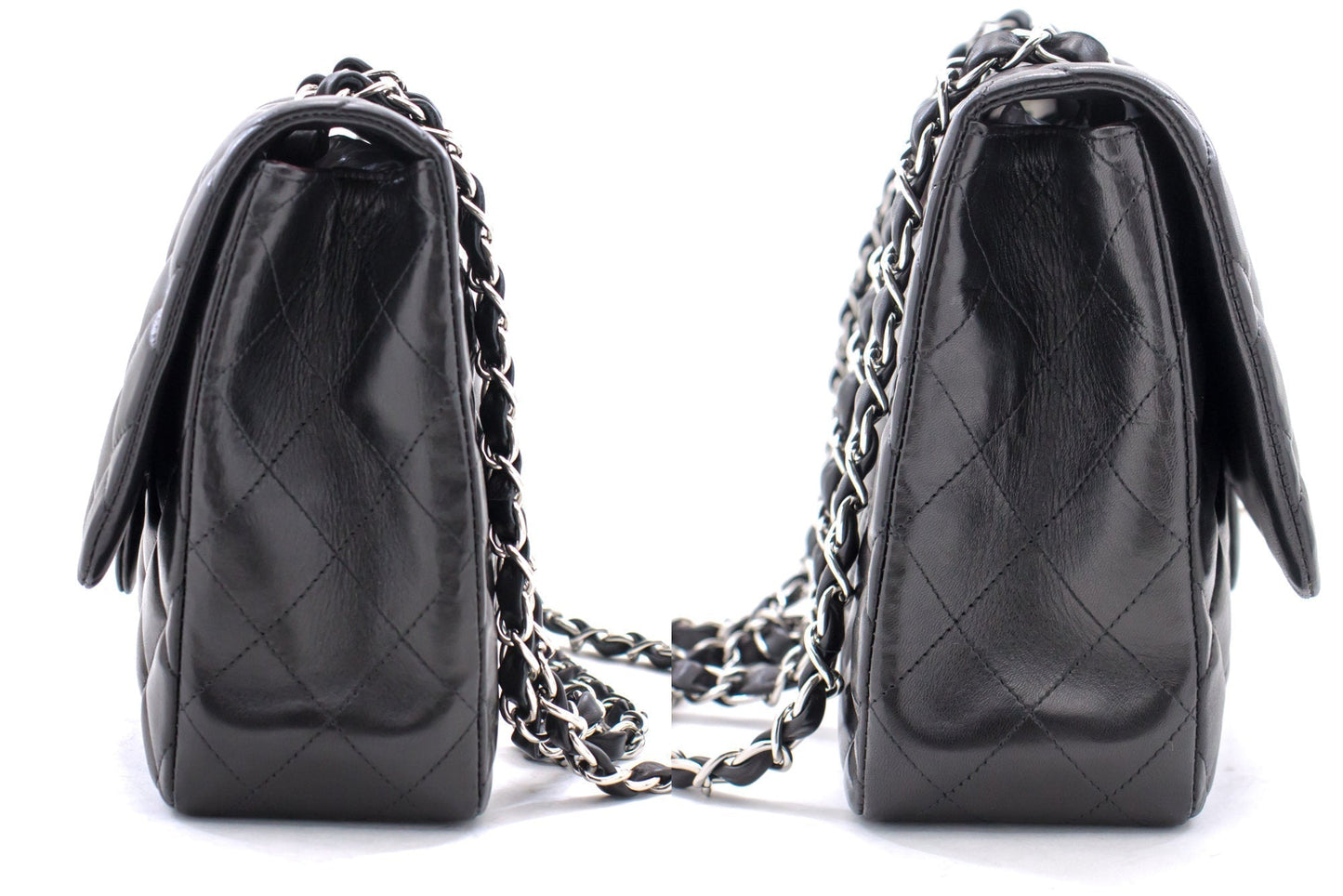 Top Quality Chanel Large Classic Handbag 11"Chain Shoulder Bag New Black Lamb