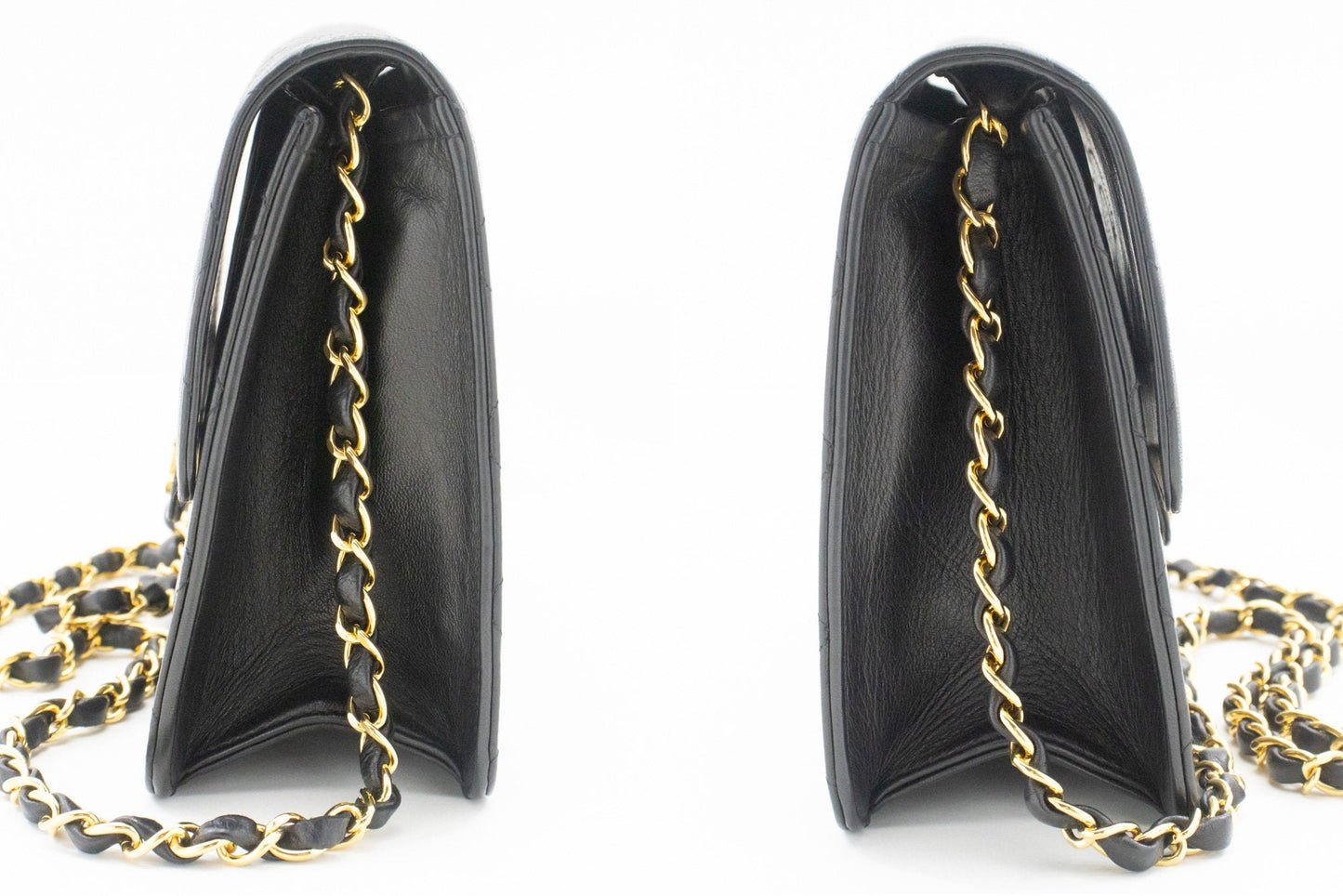 CHANEL Small Chain Shoulder Bag Clutch Black Quilted Flap Lambskin