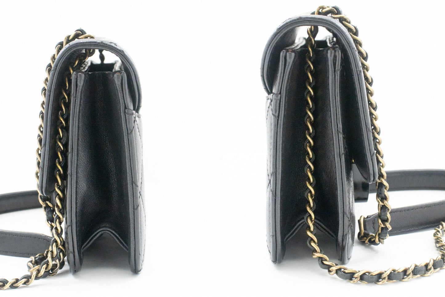 CHANEL Mini Calfskin Chain Shoulder Bag Black Quilted Flap Leather