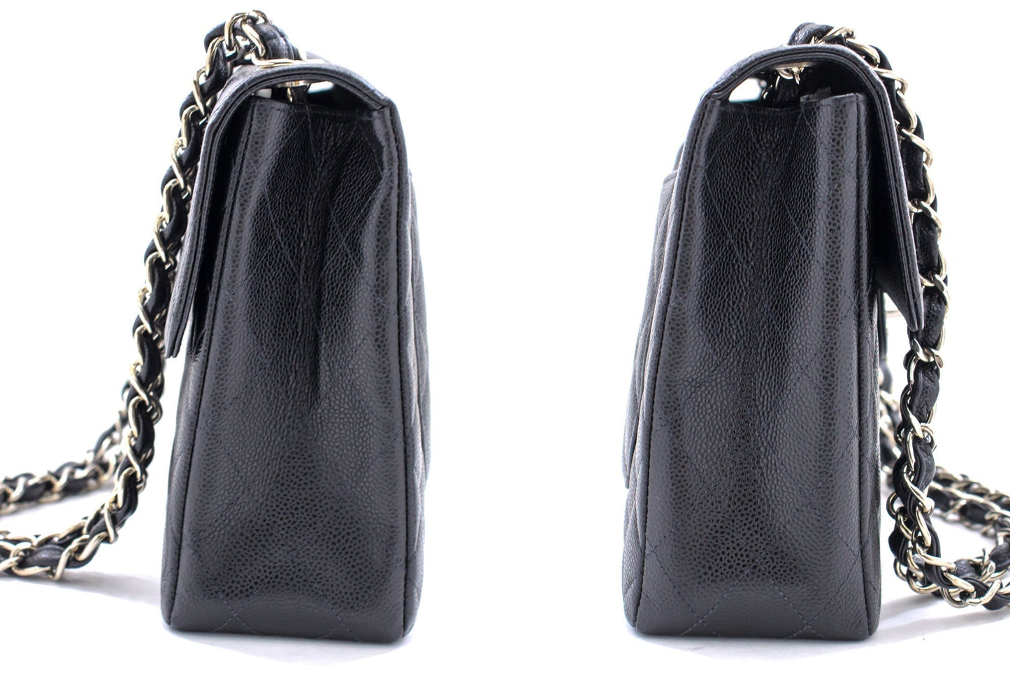 Top Quality Chanel Large Classic Handbag Chain Shoulder Bag New Black Caviar