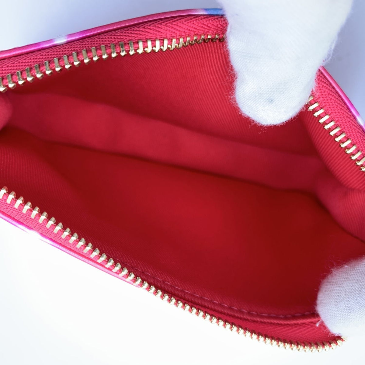 LOUIS VUITTON Pink Neon Monogram Vernis Mini Pochette Accessories Bag