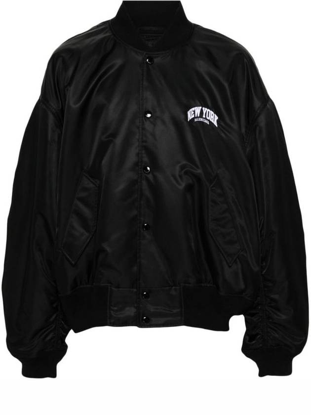 Luxury Balenciaga  New York Embroidery Bomber Jacket Black