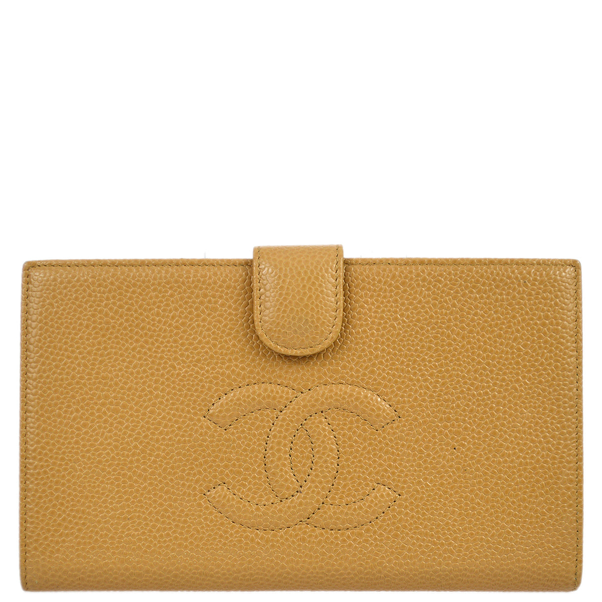 Chanel 2005-2006 Beige Caviar Timeless Long Wallet