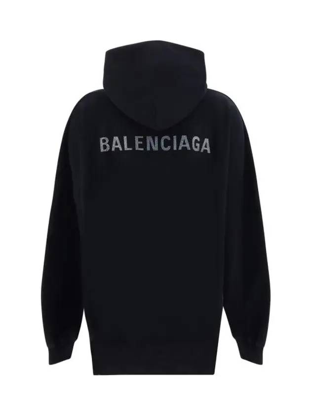 Luxury Balenciaga  Logo Back Large Fit Hoodie Black