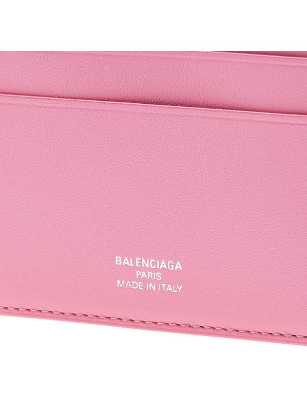Luxury Balenciaga  Logo Calfskin Card Wallet Pink