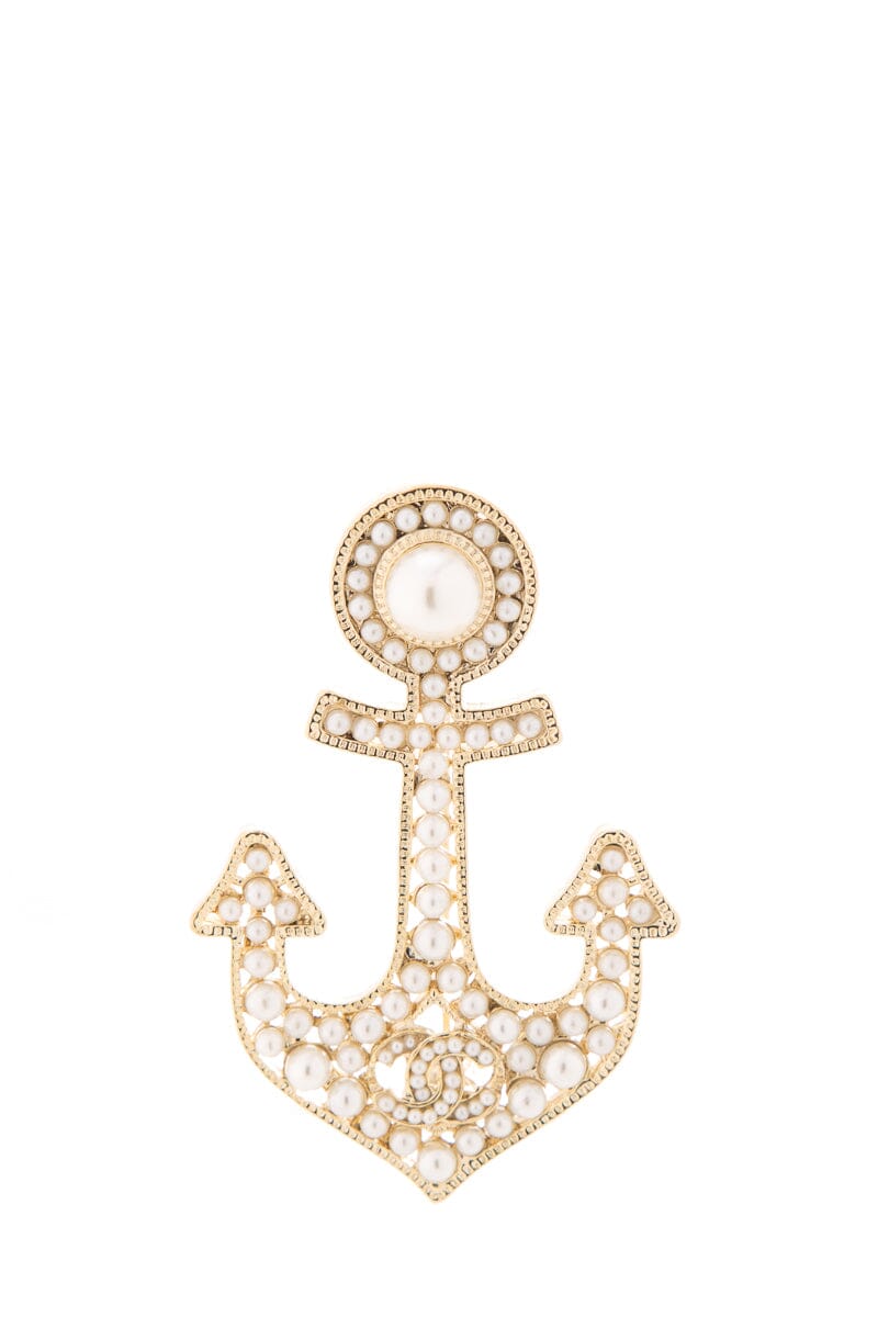 Chanel F/W 2020 Gold & Pearl Anchor Brooch