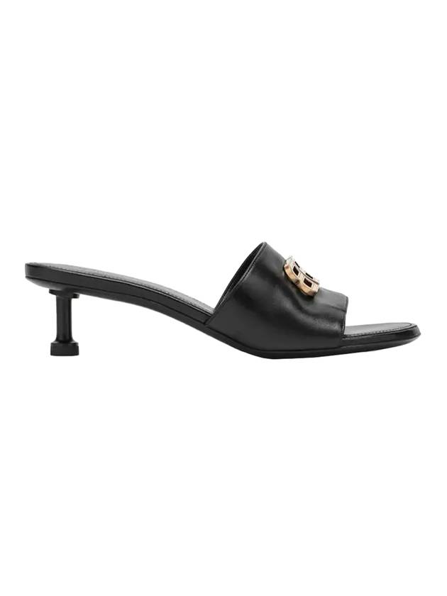 Luxury Balenciaga  BB Leather Slipper Heels Black