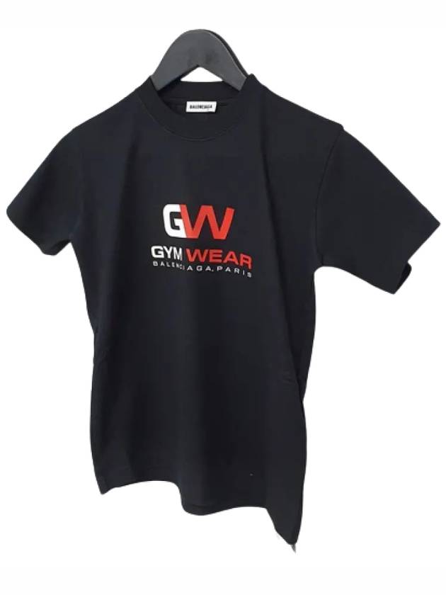 Luxury Balenciaga  Gymwear Logo Cotton Short Sleeve T-Shirt Black