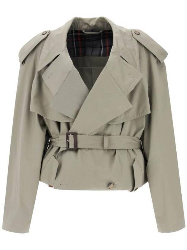Luxury Balenciaga  Fold Cotton Twill Short Trench Coat Beige