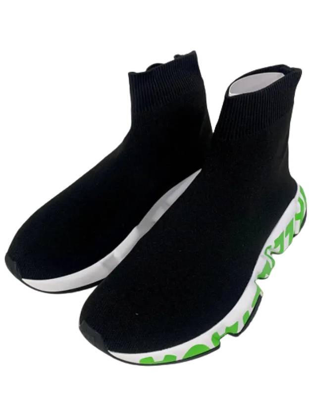 Luxury Balenciaga  Speed Midsole Graffiti Low Top Sneakers Fluo Green Black