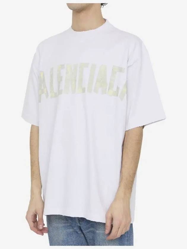 Luxury Balenciaga  Tape Type Logo Medium Fit Short Sleeve T-Shirt White