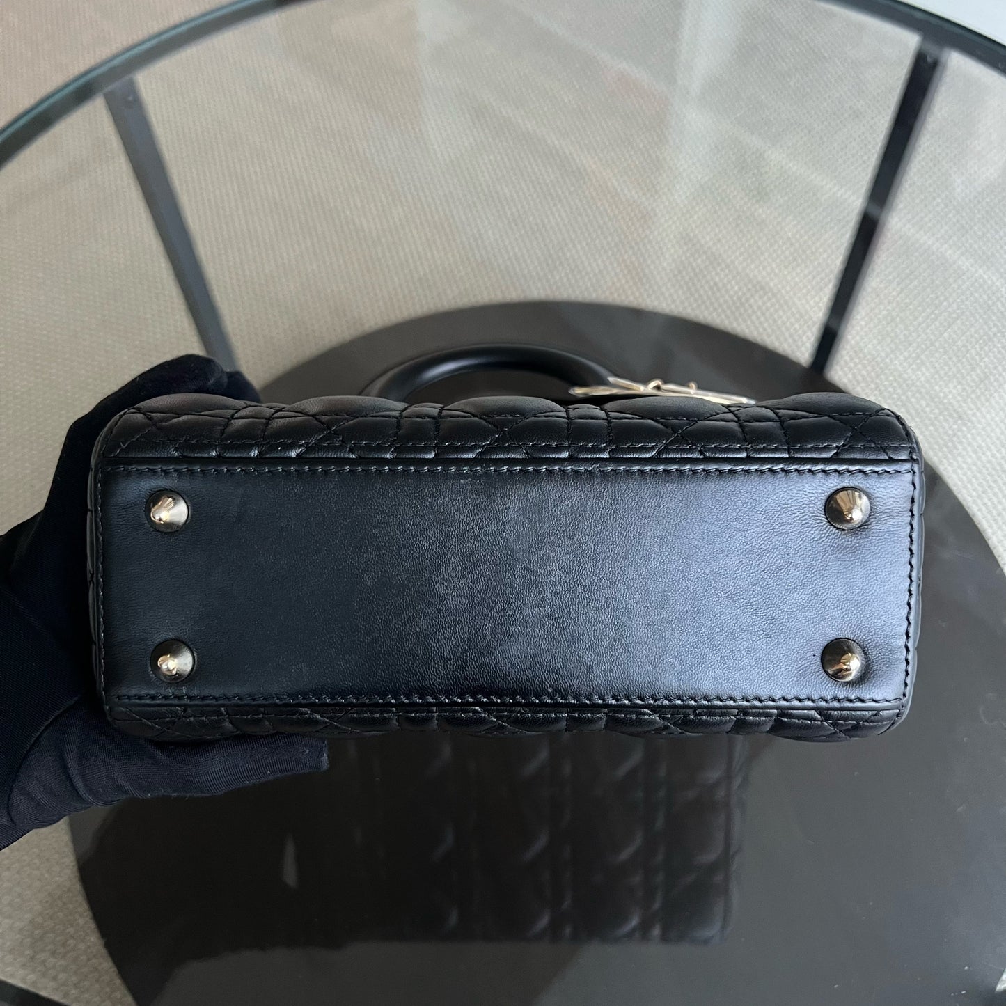 *ABC Strap* Lady Small Cannage Lambskin Black Golden Hardware ABC Strap