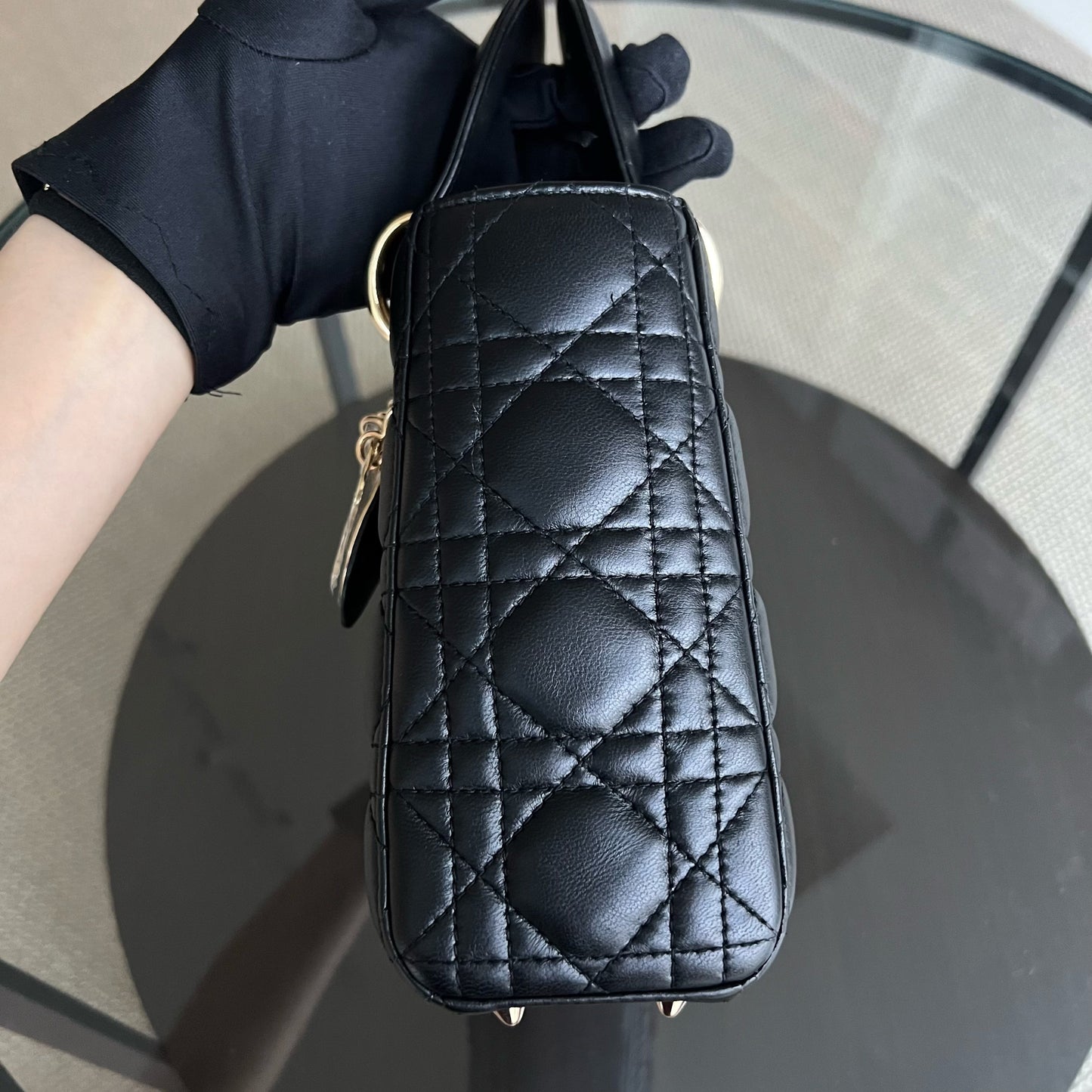 *ABC Strap* Lady Small Cannage Lambskin Black Golden Hardware ABC Strap