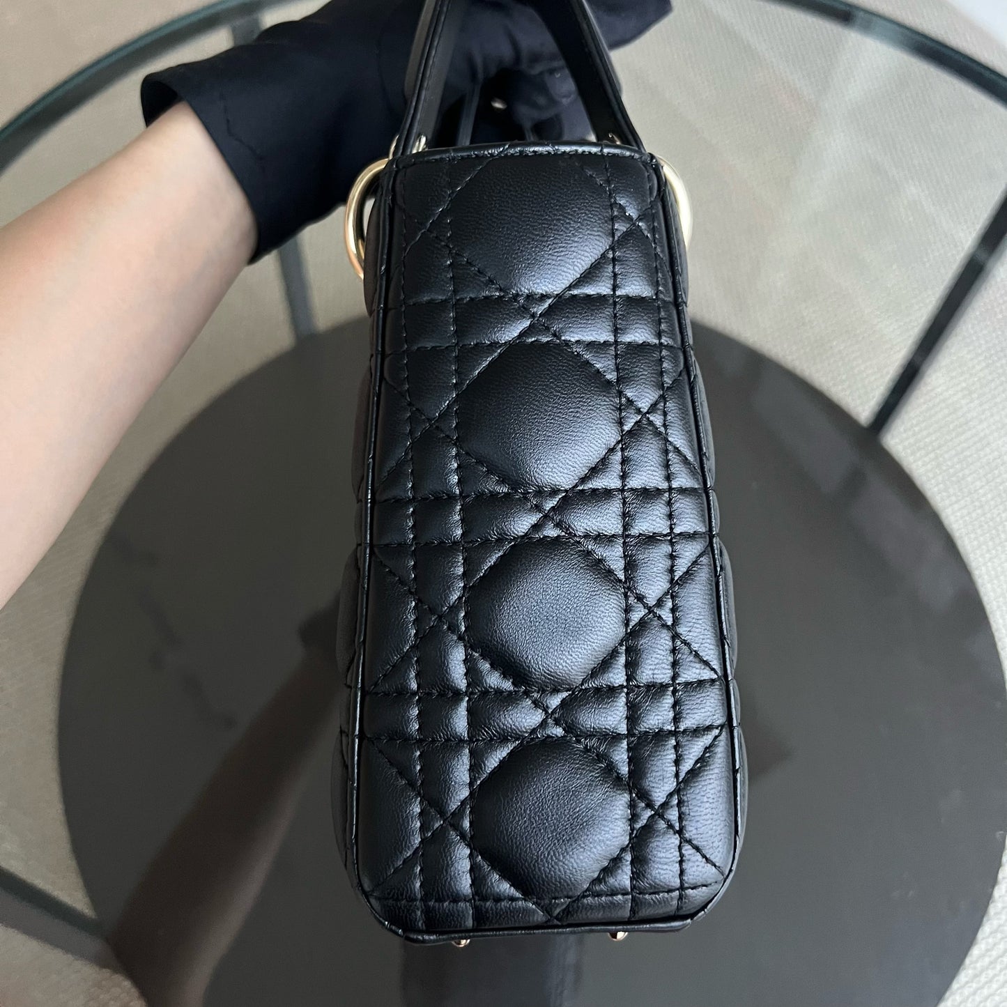 *ABC Strap* Lady Small Cannage Lambskin Black Golden Hardware ABC Strap