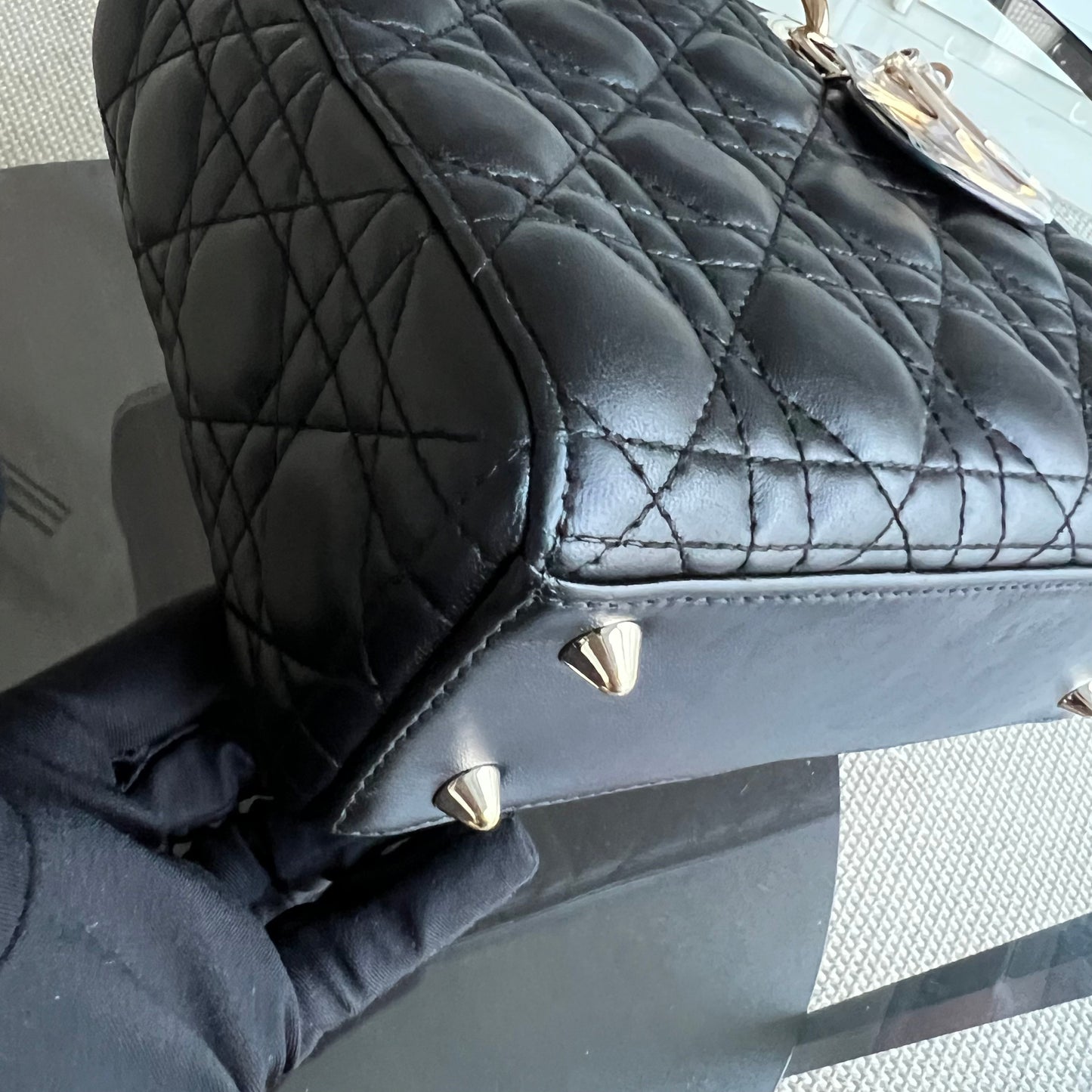 *ABC Strap* Lady Small Cannage Lambskin Black Golden Hardware ABC Strap