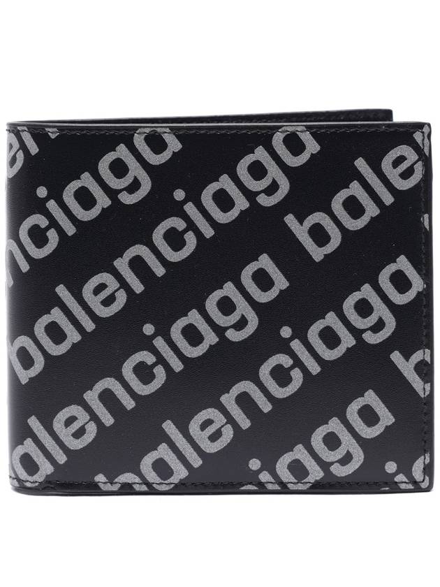 Luxury Balenciaga  Reflected Logo Half Wallet Black