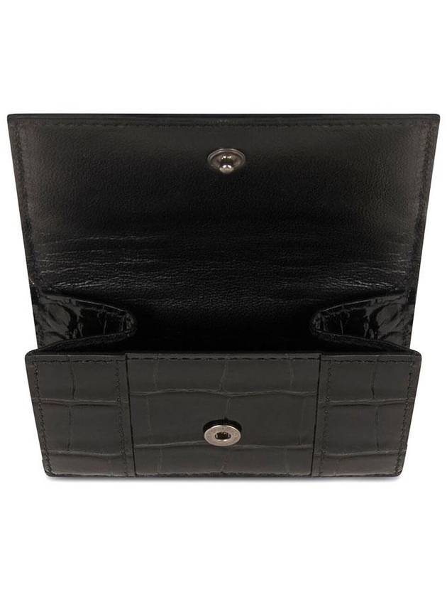 Luxury Balenciaga  Hourglass B Logo Half Wallet Black