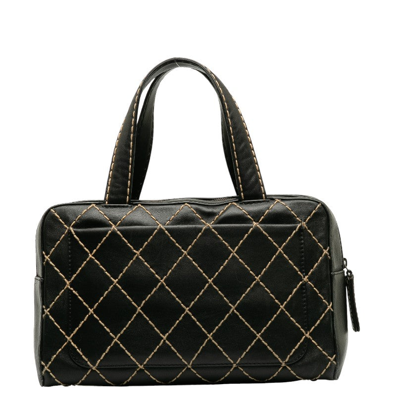 Chanel Cocomark Wild tick Handbags Boston Bag Black Leather  Chanel
