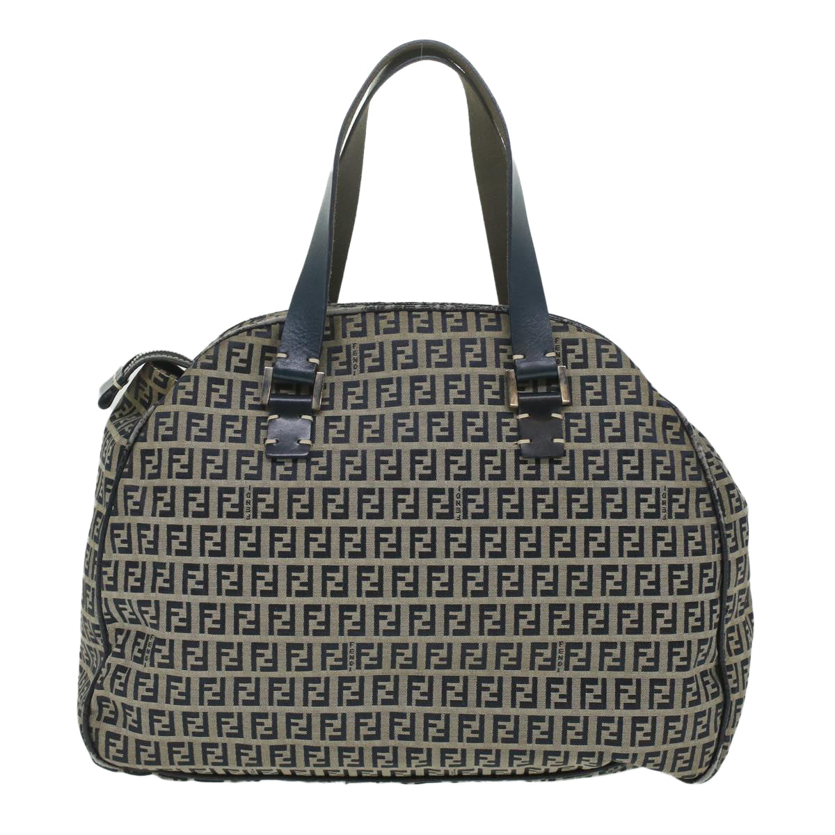 FENDI Zucchino Canvas Hand Bag Navy 71-16533-0-012 Auth ac1835