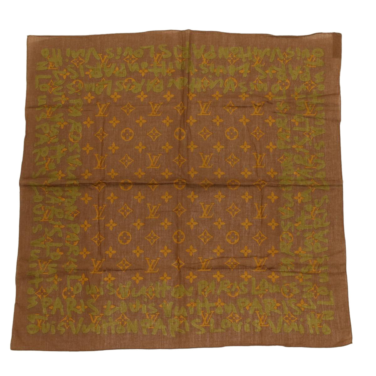 LOUIS VUITTON Monogram graffiti Scarf Brown LV Auth ac1868