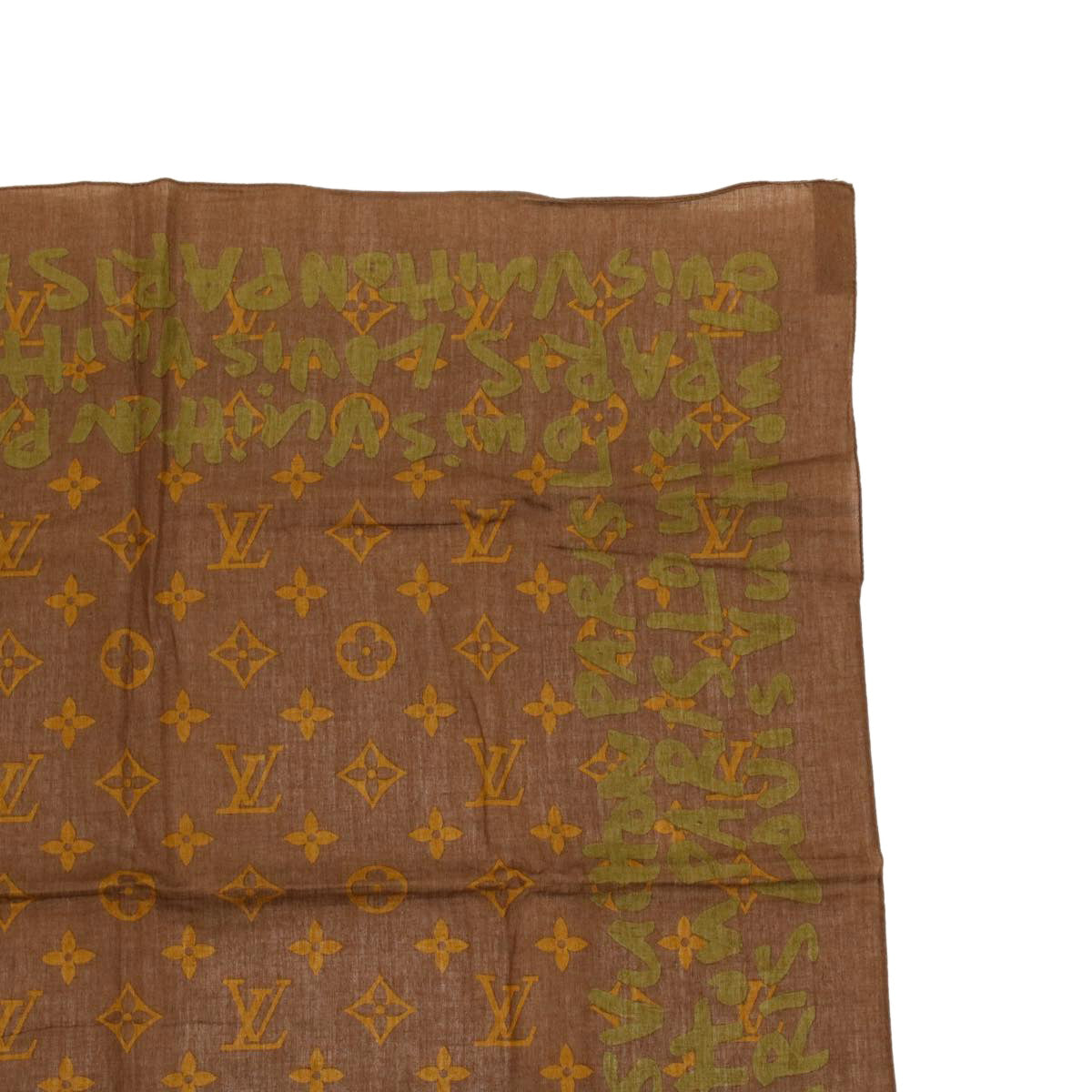 LOUIS VUITTON Monogram graffiti Scarf Brown LV Auth ac1868