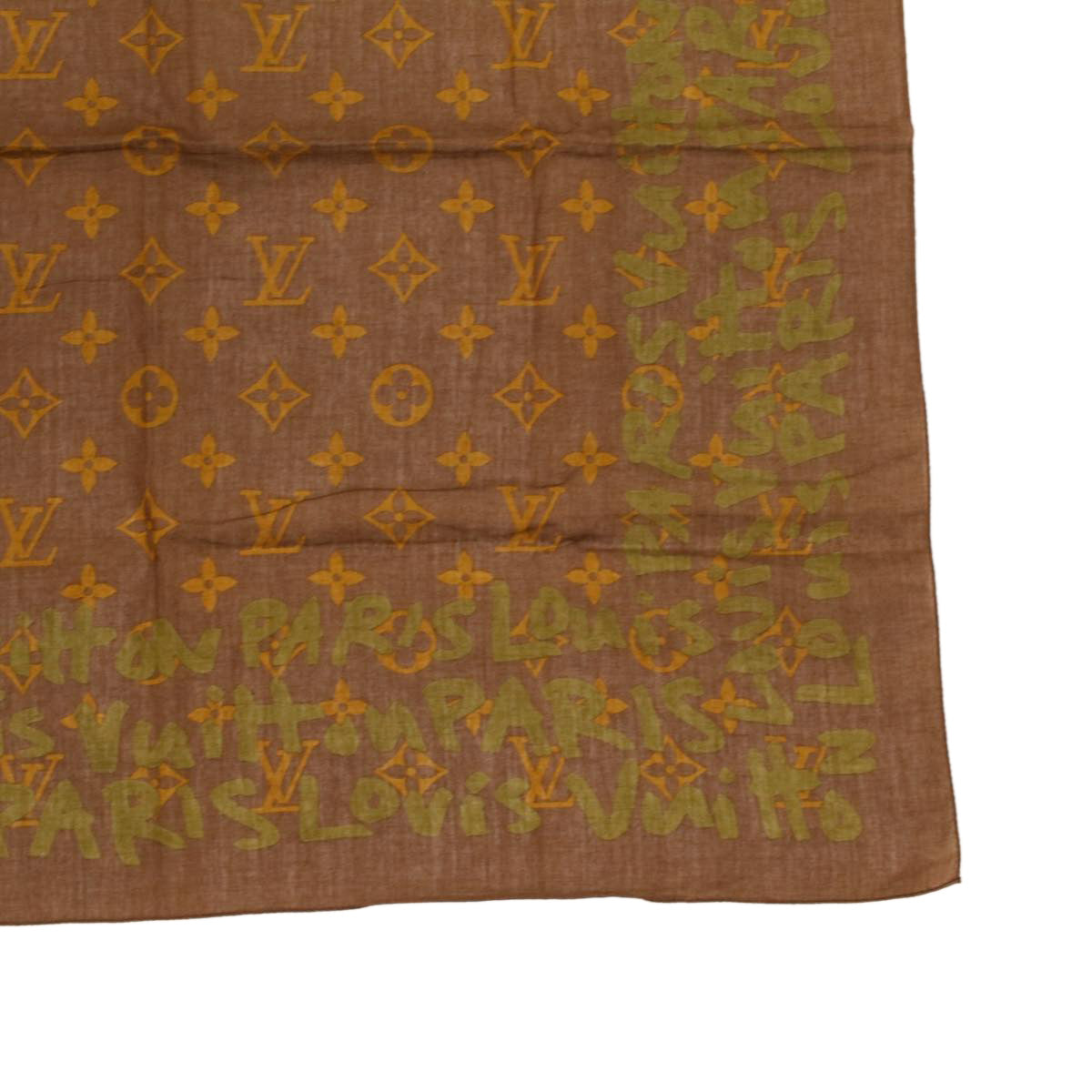 LOUIS VUITTON Monogram graffiti Scarf Brown LV Auth ac1868