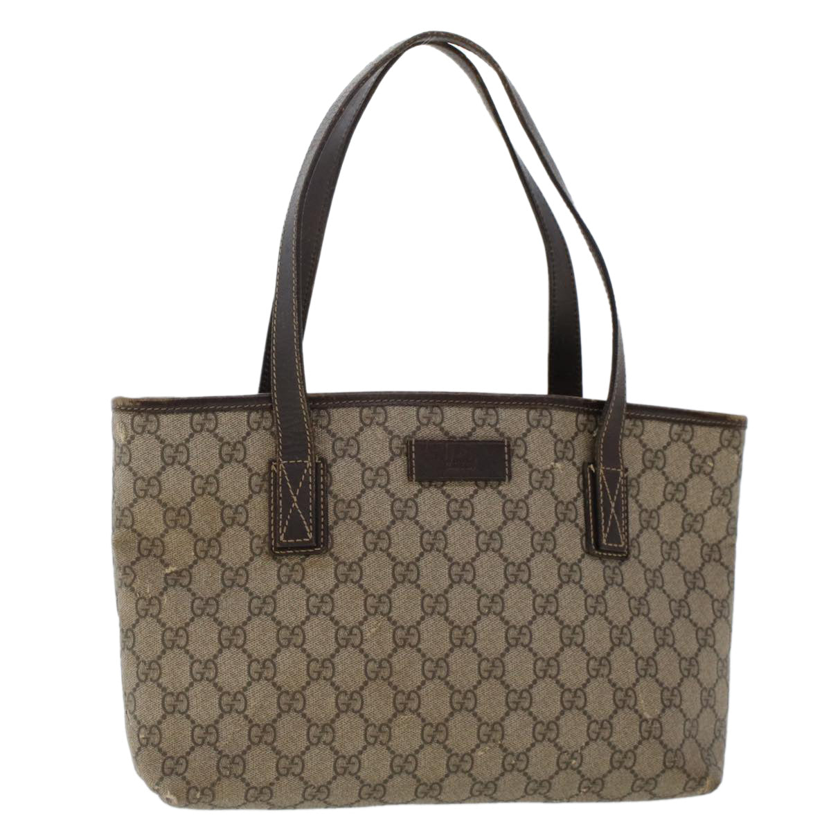 GUCCI GG Canvas Tote Bag PVC Leather Beige 211138  ac1991